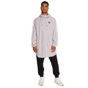 Adidas Hooded Windbreaker Mens Size L Light Grey Sporty Full Zip Activewear